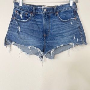Abercrombie & Fitch The Mom Short Mid Rise Distressed Cutoff Denim Shorts